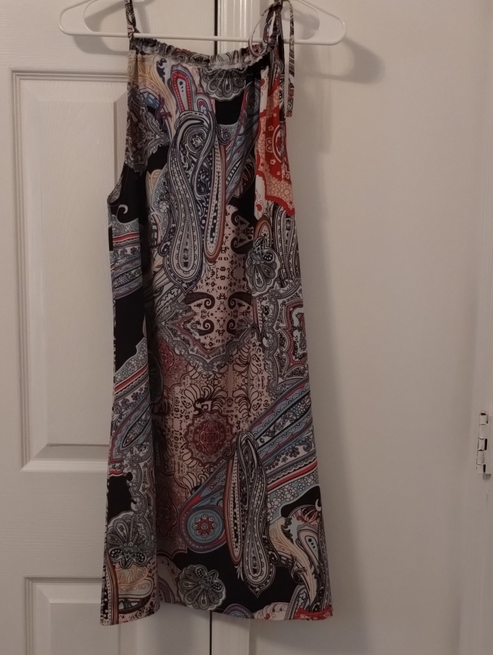 Paisley Print Sleeveless Summer Dress in Black and Multicolor
